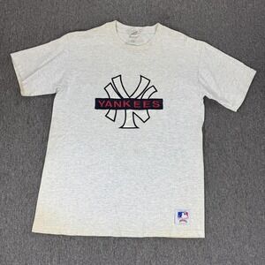 Vintage New York Yankees Shirt XL Gray MLB Baseball Nutmeg USA 90s Single Stitch